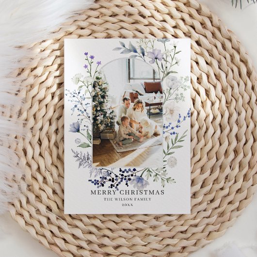 Groene boog Moderne foto Kerstmis Feestdagenkaart