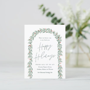 Groene Boog Moderne Script Zakelijke Kerstkaart Feestdagenkaart