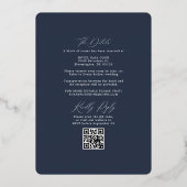 Groene Boog Navy RSVP QR Code Trouwkaart Roze Goud Folie Uitnodiging (Achterkant)