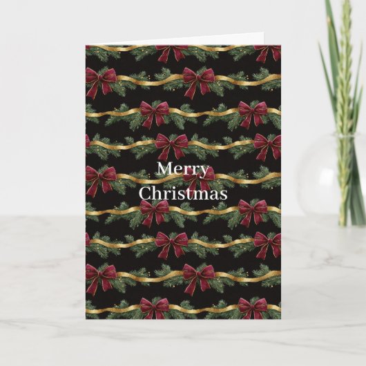 Groene Boog Rode Gouden Kerstversiering Kaart (Voorkant)