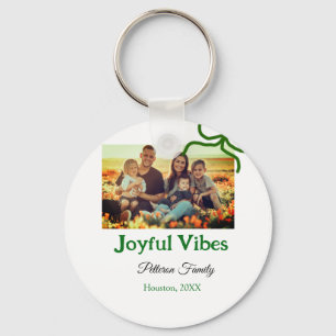 Groene boog vreugdevolle Vibes voeg familiefoto na Sleutelhanger