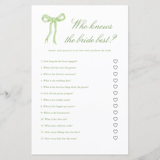 Groene Boog Wie Weet De Bruid Beste Bruids Spel (Voorkant)