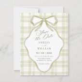 Groene boog zachte pastel bruiloft save the date (Voorkant)