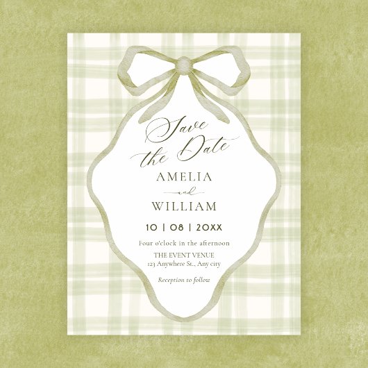 Groene boog zachte pastel bruiloft save the date