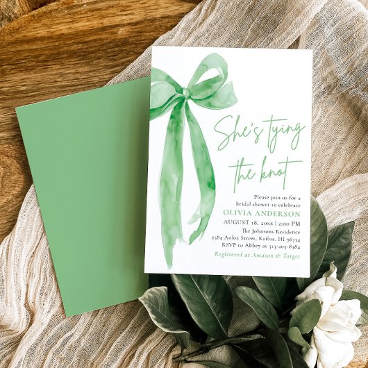 Groene boog Ze bindt de knoop Vrijgezellenfeest Kaart