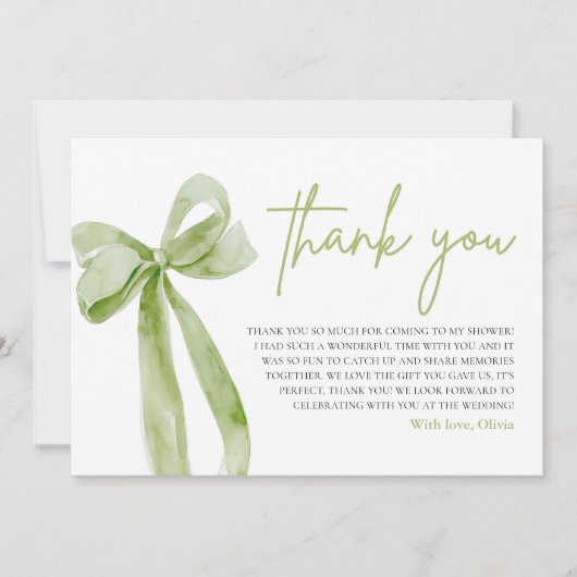 Groene boog Ze is de knoop vastmaken Dank je kaart (Voorkant)