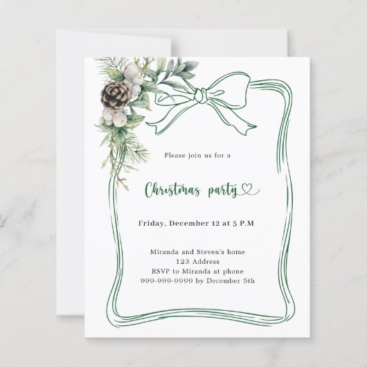 Groene boogdennen moderne kerstfeest uitnodiging (Voorkant)