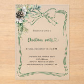 Groene boogpijnboom groen bevroren kerstfeest acryl uitnodigingen (Voorkant)