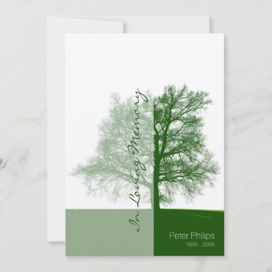Groene Boom 2 Viering van het Leven Memorial Servi Kaart (Voorkant)