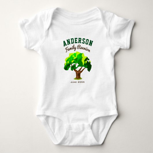 Groene Boom Aangepaste Naam Familie Reünie Romper (Voorkant)