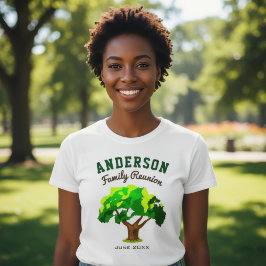 Groene Boom Aangepaste Naam Familie Reünie T-shirt