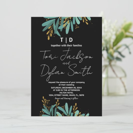 Groene boom bruiloft uitnodigingen (Staand voorkant)