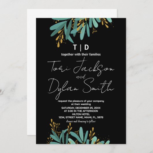 Groene boom bruiloft uitnodigingen (Voorkant / Achterkant)