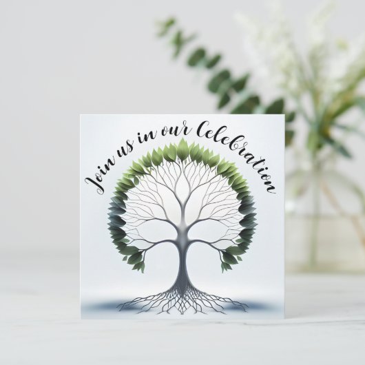 Groene Boom des Levens Feest Uitnodiging (Staand voorkant)