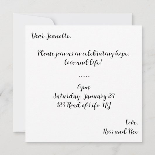 Groene Boom des Levens Feest Uitnodiging (Achterkant)