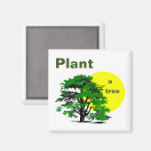 Groene Boom en Gele Zon, Plant een Boom Magneet (Voorkant / Achterkant)