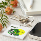 Groene Boom en Gele Zon, Plant een Boom Sleutelhanger (Voorkant Rechts)