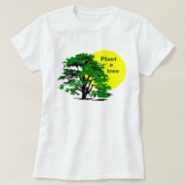 Groene Boom en Gele Zon, Plant een Boom T-shirt