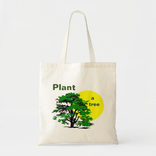 Groene Boom en Gele Zon, Plant een Boom Tote Bag (Voorkant)