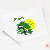 Groene Boom en Gele Zon, Plant een Boom Vierkante Sticker (Envelop)