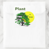Groene Boom en Gele Zon, Plant een Boom Vierkante Sticker (Tas)