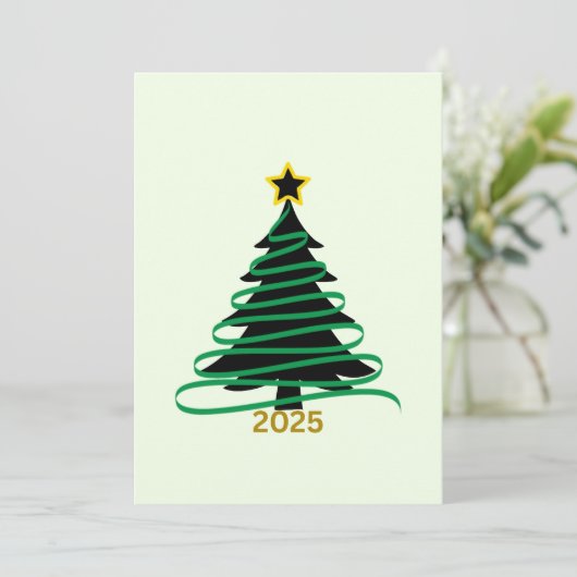 Groene Boom Feestdagenkaart (Staand voorkant)