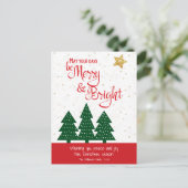 Groene Boom Gouden Ster Dagen Be Merry Bright Scri Feestdagenkaart (Staand voorkant)