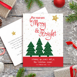 Groene Boom Gouden Ster Dagen Be Merry Bright Scri Feestdagenkaart