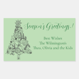 Groene boom Kerstmis Rechthoekig Gift Label