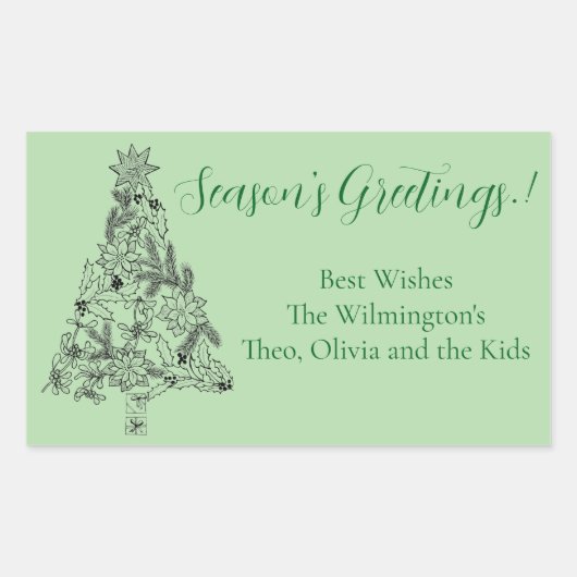 Groene boom Kerstmis Rechthoekig Gift Label (Voorkant)