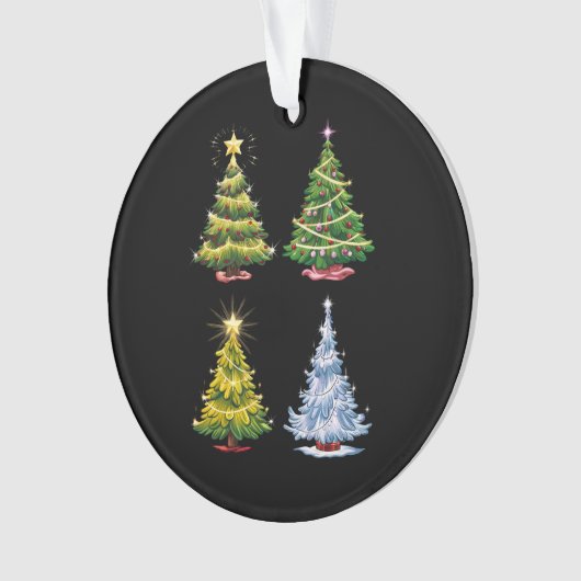 Groene Boom Kerstvakantie Winter Ornament (voorkant)