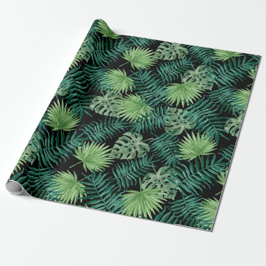 Groene boom laat Planten patroon Cadeaupapier (Uitgerold)