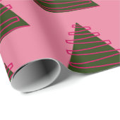 Groene boom met roze kerstinpakpapier. cadeaupapier (Rol Hoek)