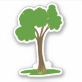 Groene boom op gras sticker (Voorkant)