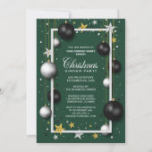 Groene Boom Ornamenten Zakelijk Kerstdiner Kaart (Voorkant)