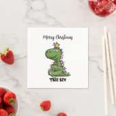 Groene boom Rex Dino-lampjes Merry-kerstpapier Servet (Insitu)