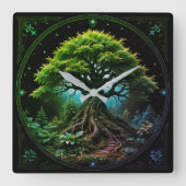 Groene boom vierkante klok (Voorkant)