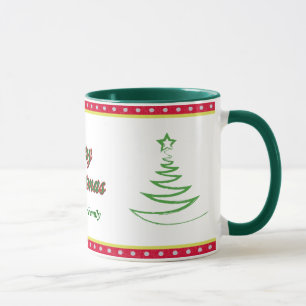 Groene boom vrolijk kerstgezin mok