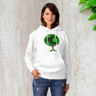 Groene Boom Wereldbol Dames Hoodie