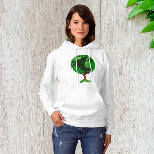 Groene Boom Wereldbol Dames Hoodie