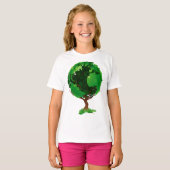 Groene Boom Wereldbol Meisjes T-shirt (Voorkant volledig)