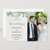 Groene boombladeren Bruiloft Uitnodigingen met fot (Voorkant / Achterkant)