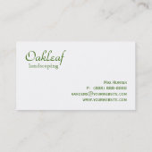 Groene boombladeren met landschapsvormend Visiteka Visitekaartje (Achterkant)