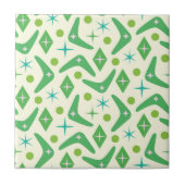 Groene Boomerangs uit het midden van de eeuw met S Tegeltje (Voorkant)