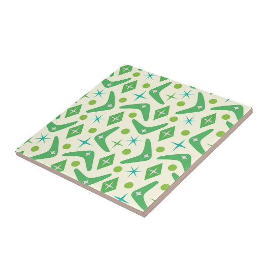 Groene Boomerangs uit het midden van de eeuw met S Tegeltje (Zijkant)