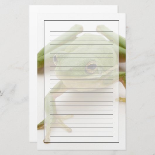 Groene boomkikker briefpapier (Voorkant / Achterkant)