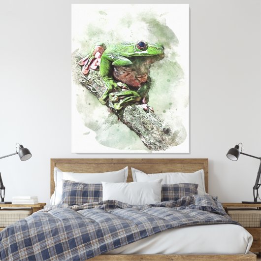 Groene boomkikker canvas afdruk (Insitu (Slaapkamer))