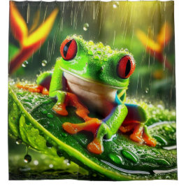 Groene boomkikker douchegordijn