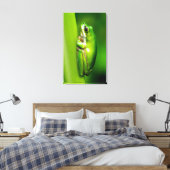 Groene boomkikker op rode Natuur Macro Canvas Wall Afdruk (Insitu (Slaapkamer))