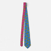 Groene Boomkikker - Roze & Blauwe Bk Stropdas (Achterkant)